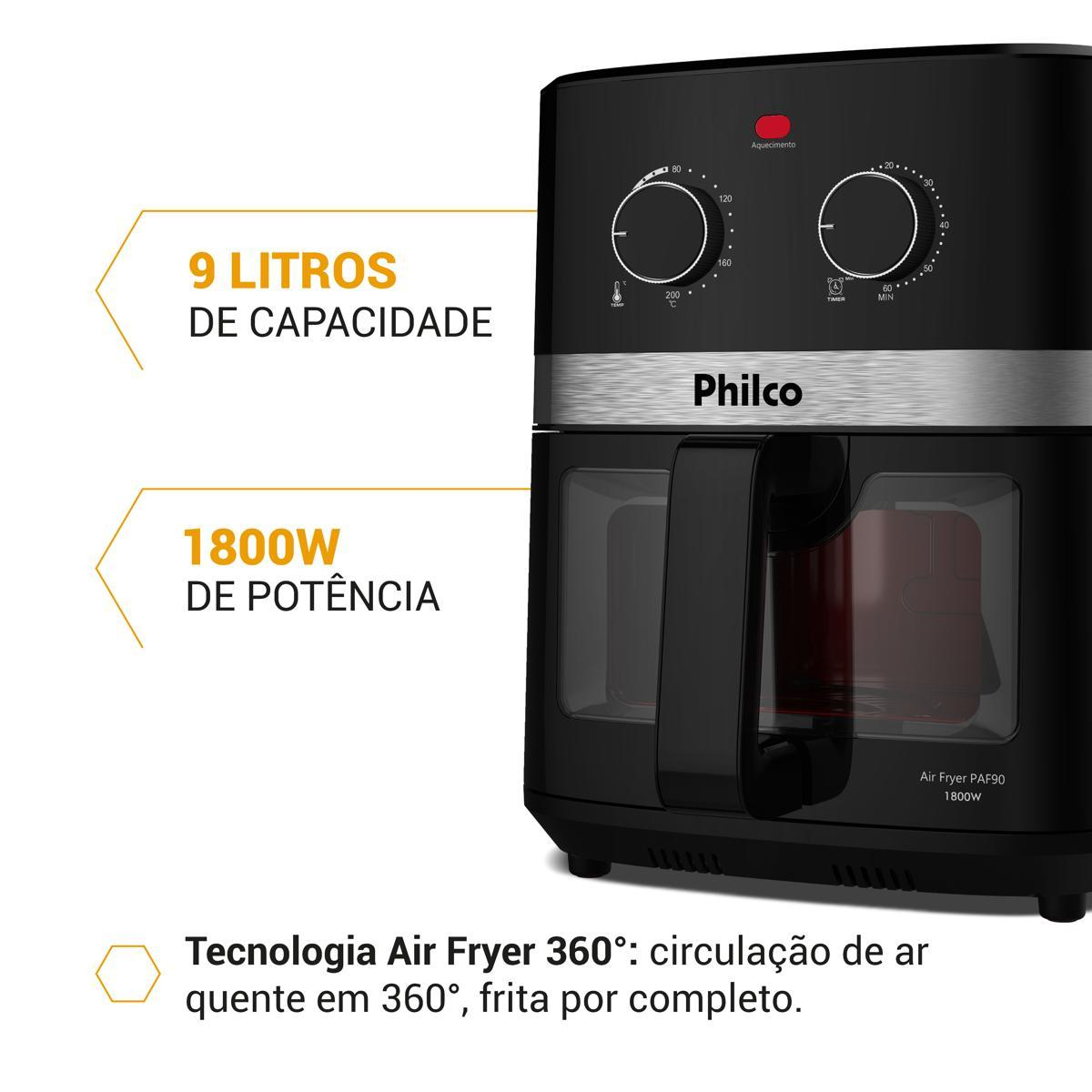 Air Fryer Philco 9L 1800W Visor Glass Redstone PAF90