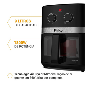 Air Fryer Philco 9L 1800W Visor Glass Redstone PAF90